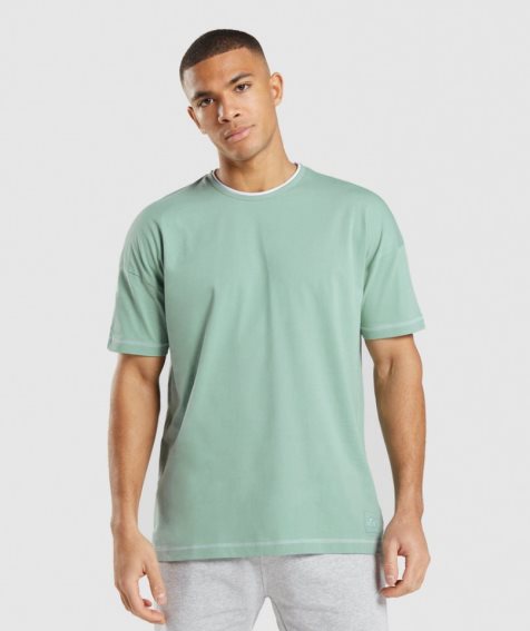 Men's Gymshark Recess T-Shirts Light Green | NZ 7IGAJH